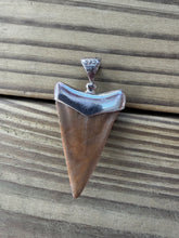 Load image into Gallery viewer, 1 3/4 Inch Fossilized Mako Shark Tooth Pendant | Sterling Silver Bezel | Handmade in USA
