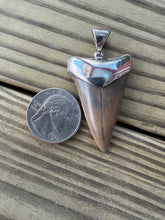 Load image into Gallery viewer, 1 3/4 Inch Fossilized Mako Shark Tooth Pendant | Sterling Silver Bezel | Handmade in USA

