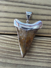 Load image into Gallery viewer, 2 1/16 Inch Fossilized Mako Shark Tooth Pendant | Sterling Silver Bezel
