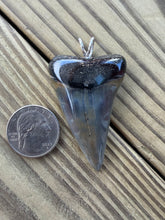 Load image into Gallery viewer, 2 1/4 Inch Fossilized Mako Shark Tooth Pendant | Handmade in USA
