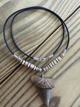 Load image into Gallery viewer, Fossil Mako Shark Tooth Necklace with Tan Root and Gray Blade 1 5/8 Inch
