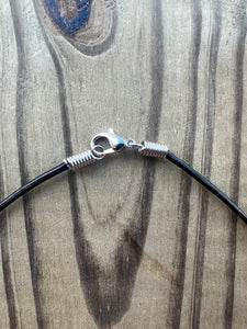 White Shark Tooth Necklace With 3 Bead Design Dark Blue and Gray