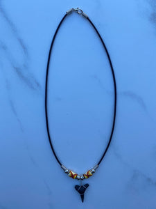 Shark Tooth Necklace Red and Yellow Femo Beads