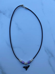 Shark Tooth Necklace Purple With Black Lines Femo Beads