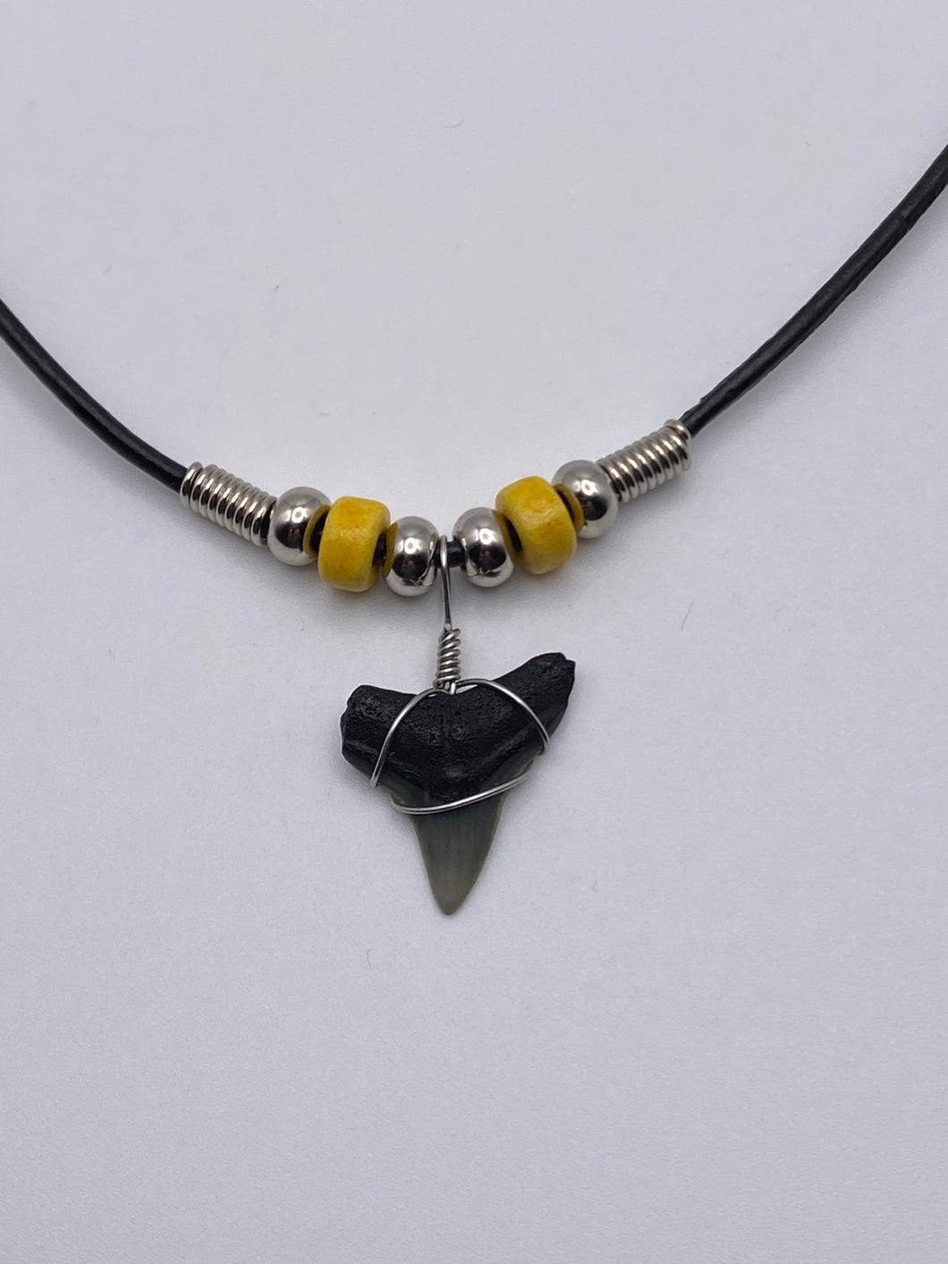 Shark Tooth Necklace With Yellow Beads