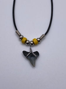 Shark Tooth Necklace With Yellow Beads