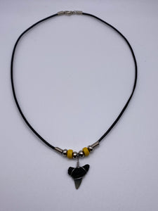 Shark Tooth Necklace With Yellow Beads
