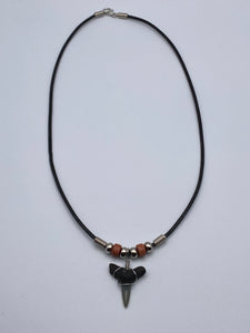 Shark Tooth Necklace With Pink Beads