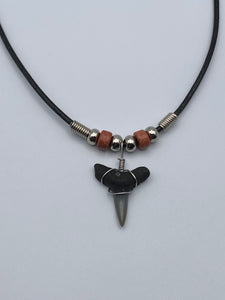 Shark Tooth Necklace With Pink Beads