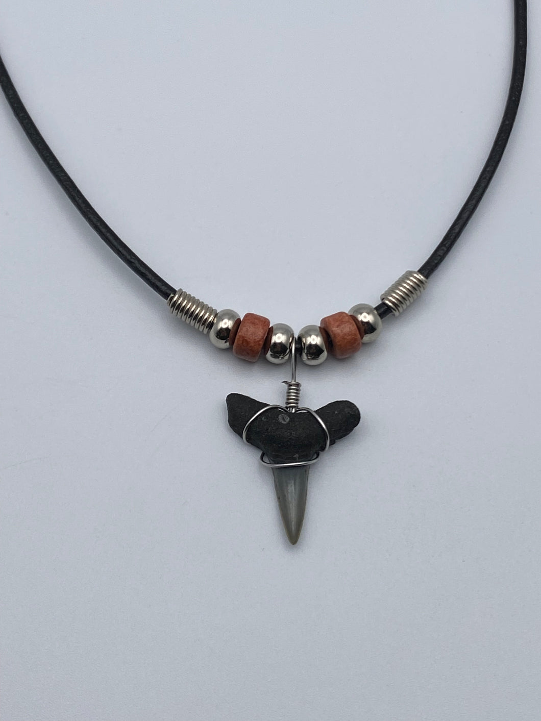 Shark Tooth Necklace With Pink Beads
