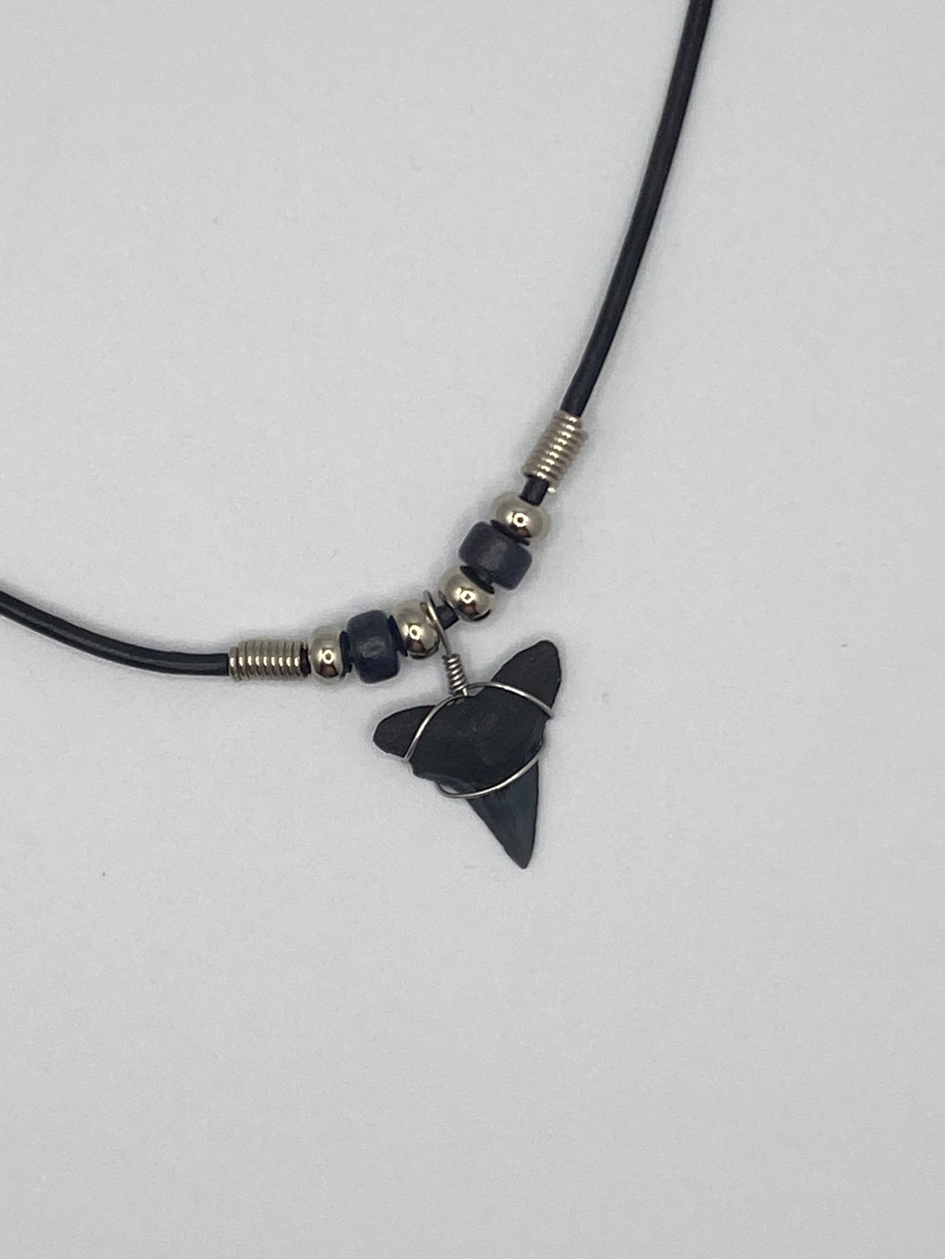 Shark Tooth Necklace With Black Beads