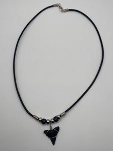 Shark Tooth Necklace With Black Beads