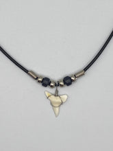 Load image into Gallery viewer, White Shark Tooth Necklace With Black Beads
