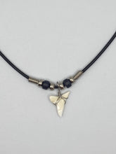 Load image into Gallery viewer, White Shark Tooth Necklace With Black Beads

