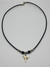 Load image into Gallery viewer, White Shark Tooth Necklace With Black Beads
