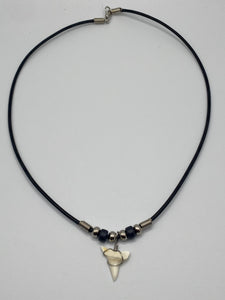 White Shark Tooth Necklace With Black Beads