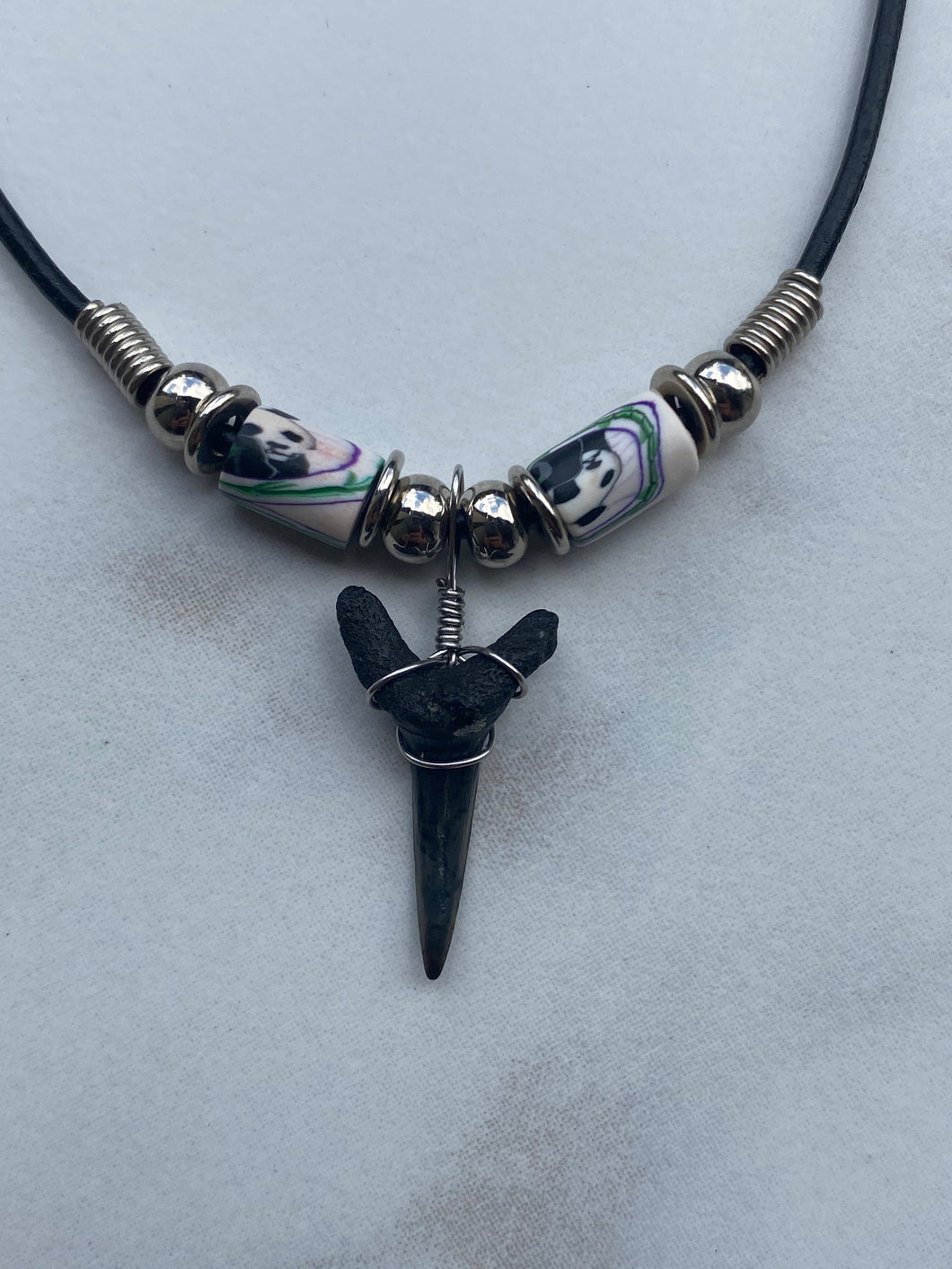 Sandshark Tooth Necklace Panda Femo Beads