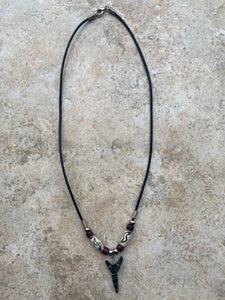 Sandshark Tooth Necklace S Shape Design With Purple Beads