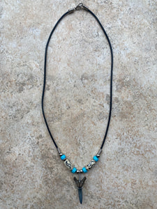Sandshark Tooth Necklace S Shape Design With Turquoise Beads