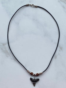 Shark Tooth Necklace With Brown Beads
