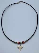 Load image into Gallery viewer, White Shark Tooth Necklace With Pink Beads
