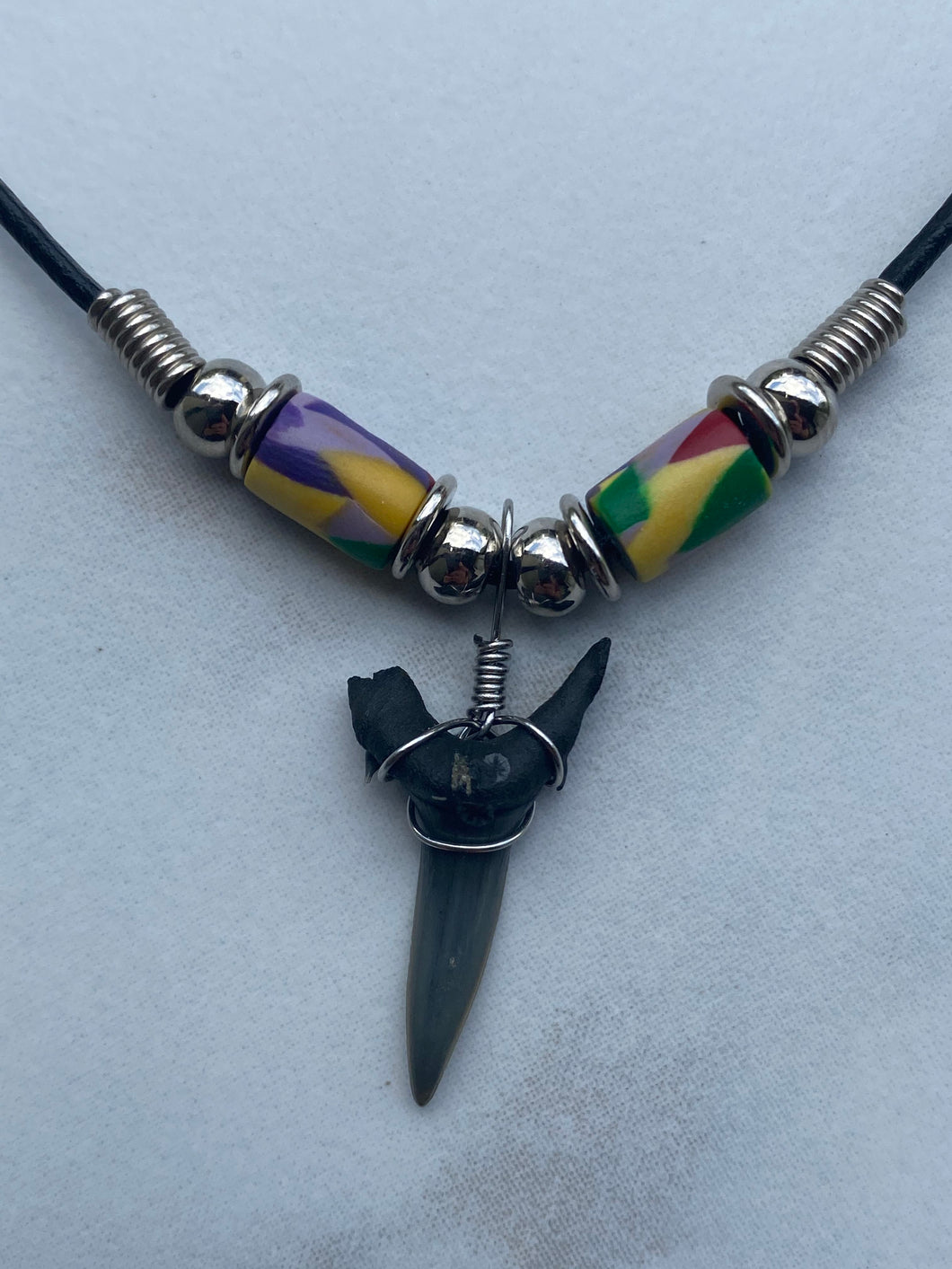Sandshark Tooth Necklace Abstract Colors Femo Beads