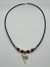Load image into Gallery viewer, White Shark Tooth Necklace With 3 Bead Design Red and White
