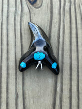 Load image into Gallery viewer, 2 3/4 Inch Turquoise Gemstone Inlayed Benedini Shark Tooth Necklace
