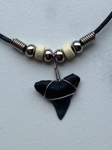 Shark Tooth Necklace With Cream Beads