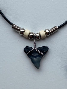 Shark Tooth Necklace With Cream Beads