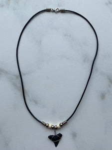 Shark Tooth Necklace With Cream Beads
