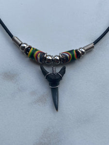 Sandshark Tooth Necklace Rastafarian Femo Beads